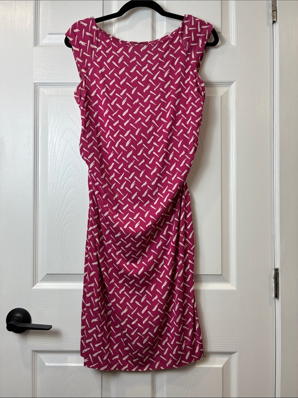 DVF Gabi Jersey Silk Dress Pink Patterned Cap-Sleeve Women's silk